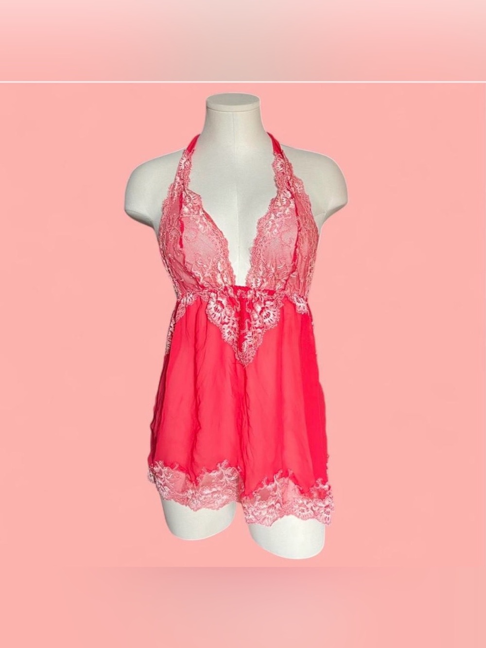 Victoria's Secret Coral Pink Lace Halter slip dress